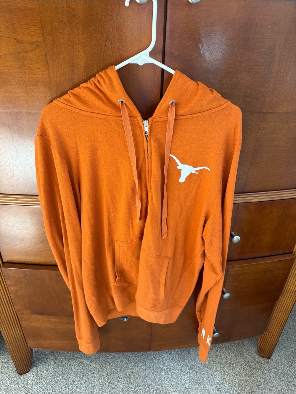 VS Pink Texas Longhorns Orange women’s  Zip Hoodie Sweatshirt - worn once